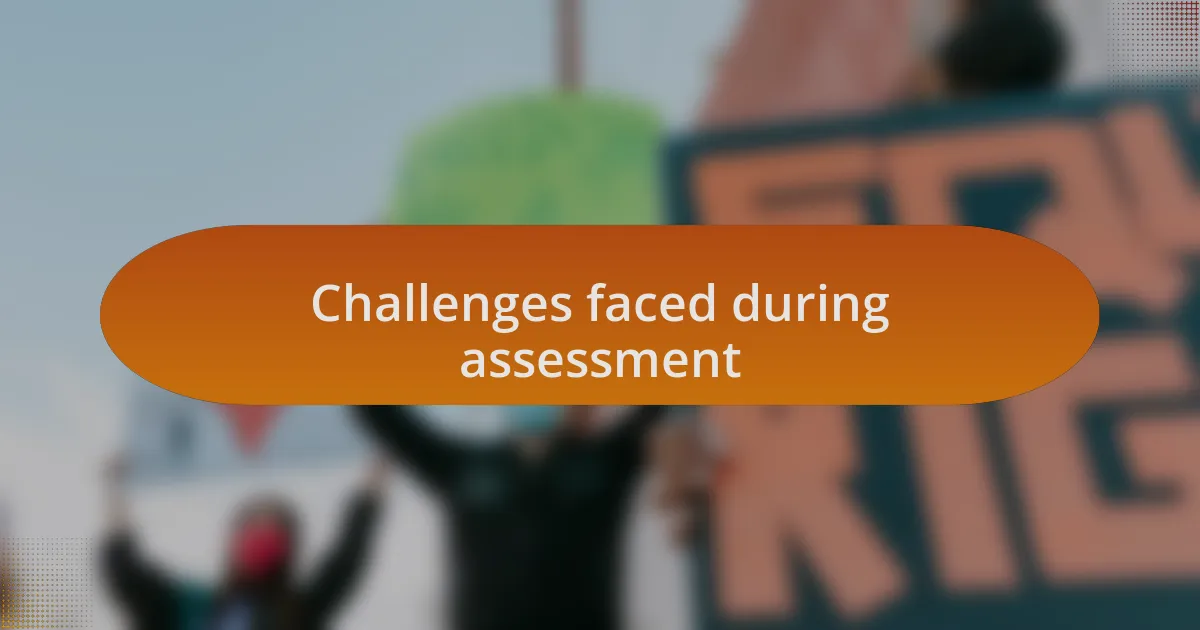 Challenges faced during assessment