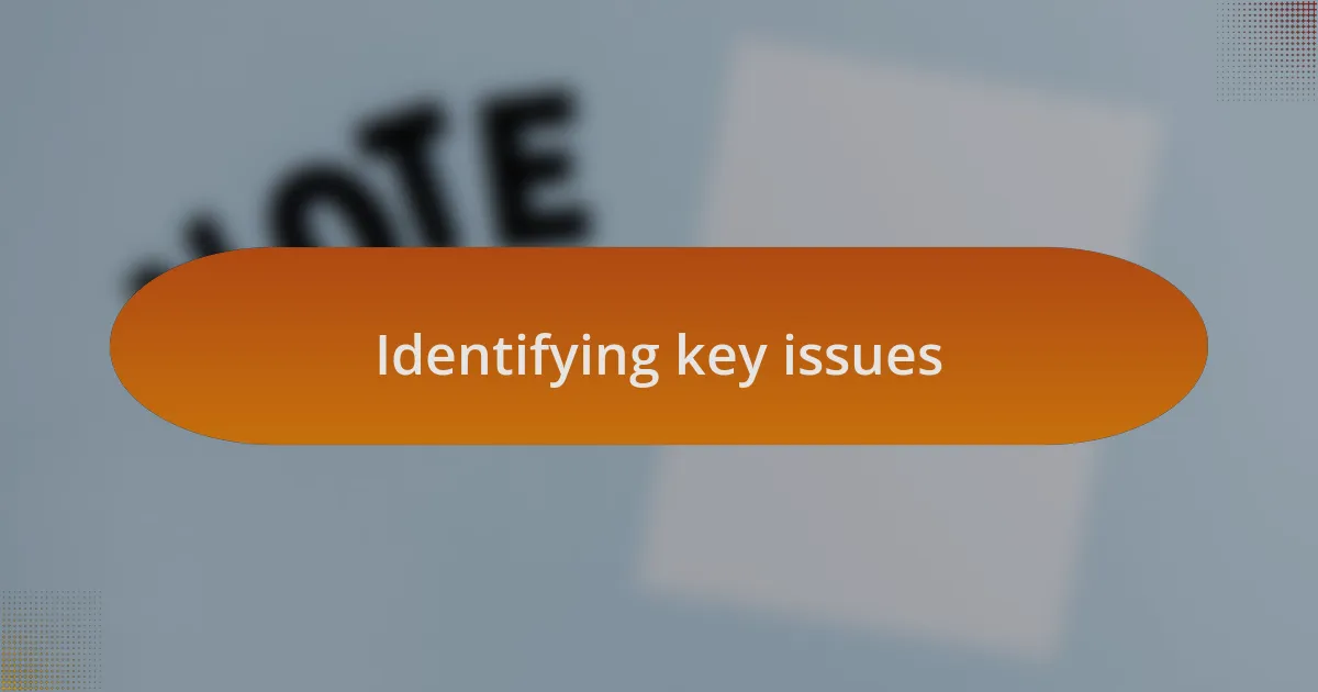 Identifying key issues