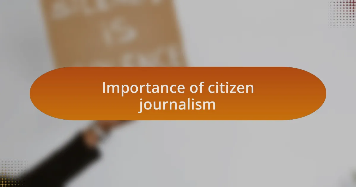 Importance of citizen journalism