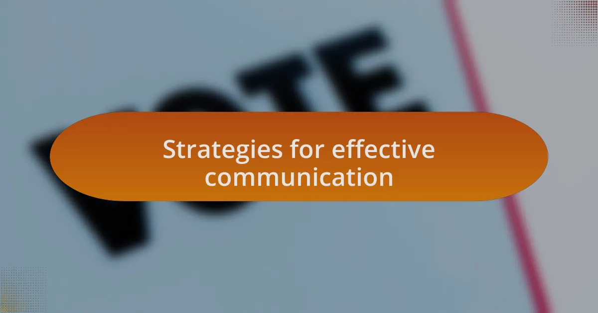 Strategies for effective communication